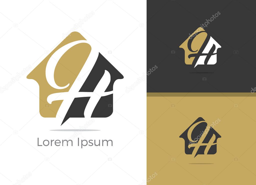 Real Estate H letter logo design, letter h in home vector icon.