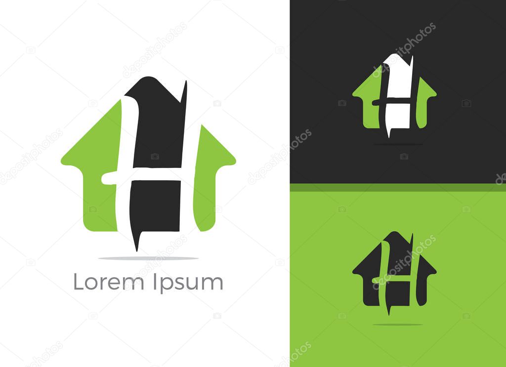 Real Estate H letter logo design, letter h in home vector icon.