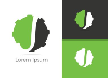 Mekanik ve tamir servisi harf J logo tasarımı, J mektupta vektör simge donatımı.