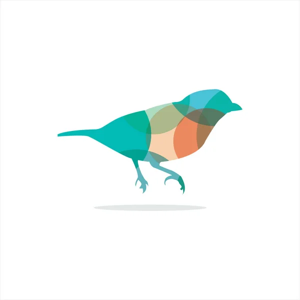カラフルな鳥のロゴ スズメ カラフルなイラスト — ストックベクタ