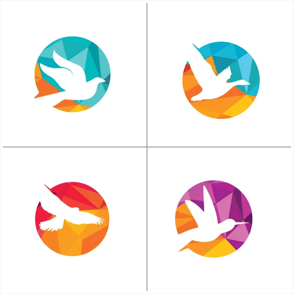Bunte Vögel Vektor Logo Design Freiheit Glück Fliegen Kreis Kolibri — Stockvektor