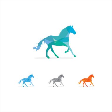 at vektör logo tasarımı, renkli, binicilik, hayvan, vahşi, doğa illüstrasyon