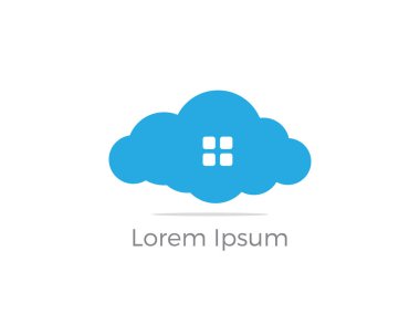 Bulut ev vektör logosu, Yaratıcı stüdyo illüstrasyon, gayrimenkul simgesi.