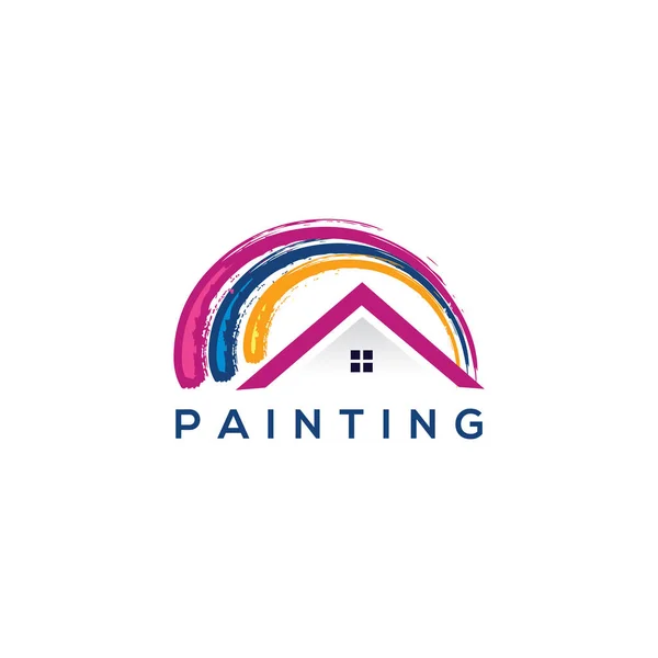 Pintar Ícone Sinal Casa Ferramenta Pintura Símbolo Cor Arco Íris — Vetor de Stock