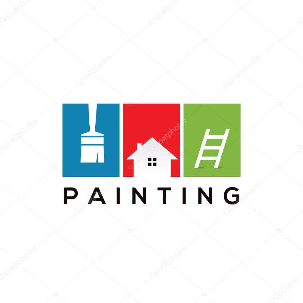 Paint home sign icon. Painting tool symbol. rainbow color home illustration.