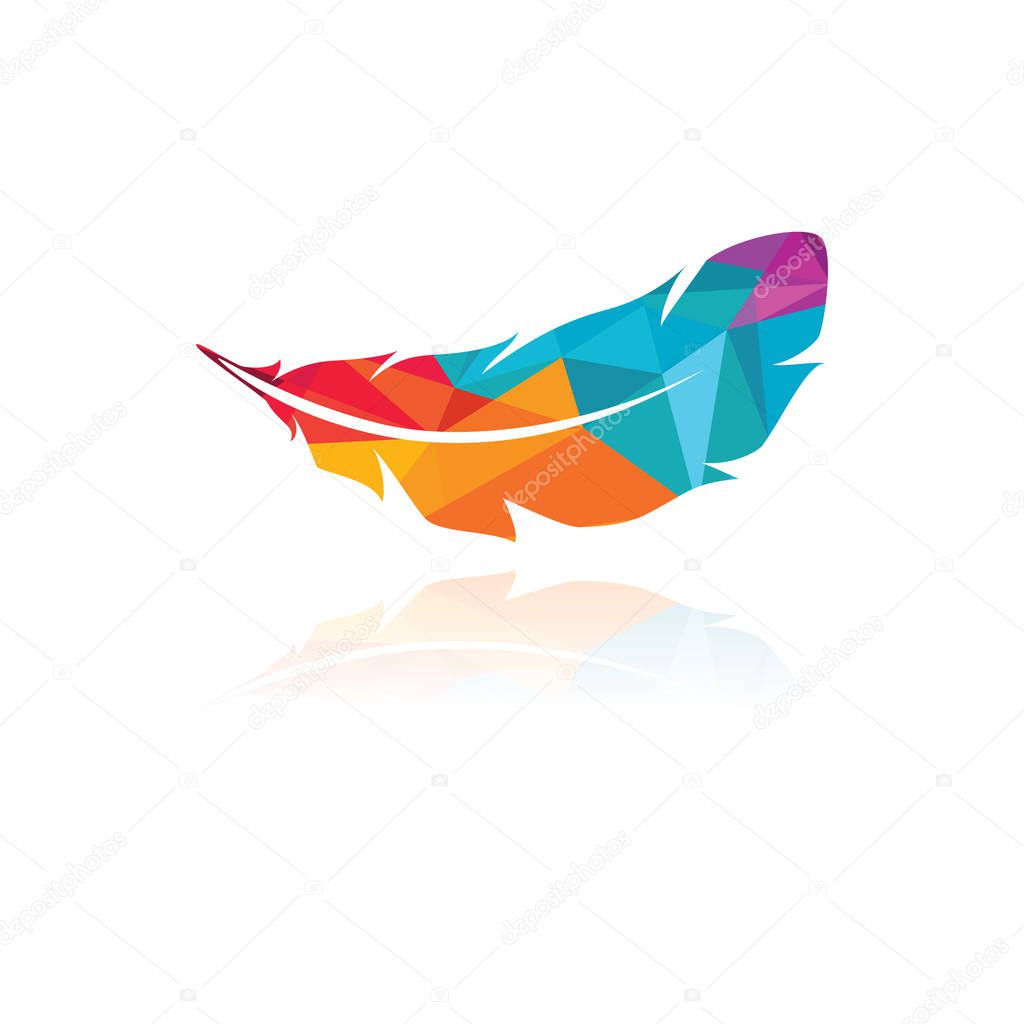 Polygonal feather vector design, colorful bird feather logo