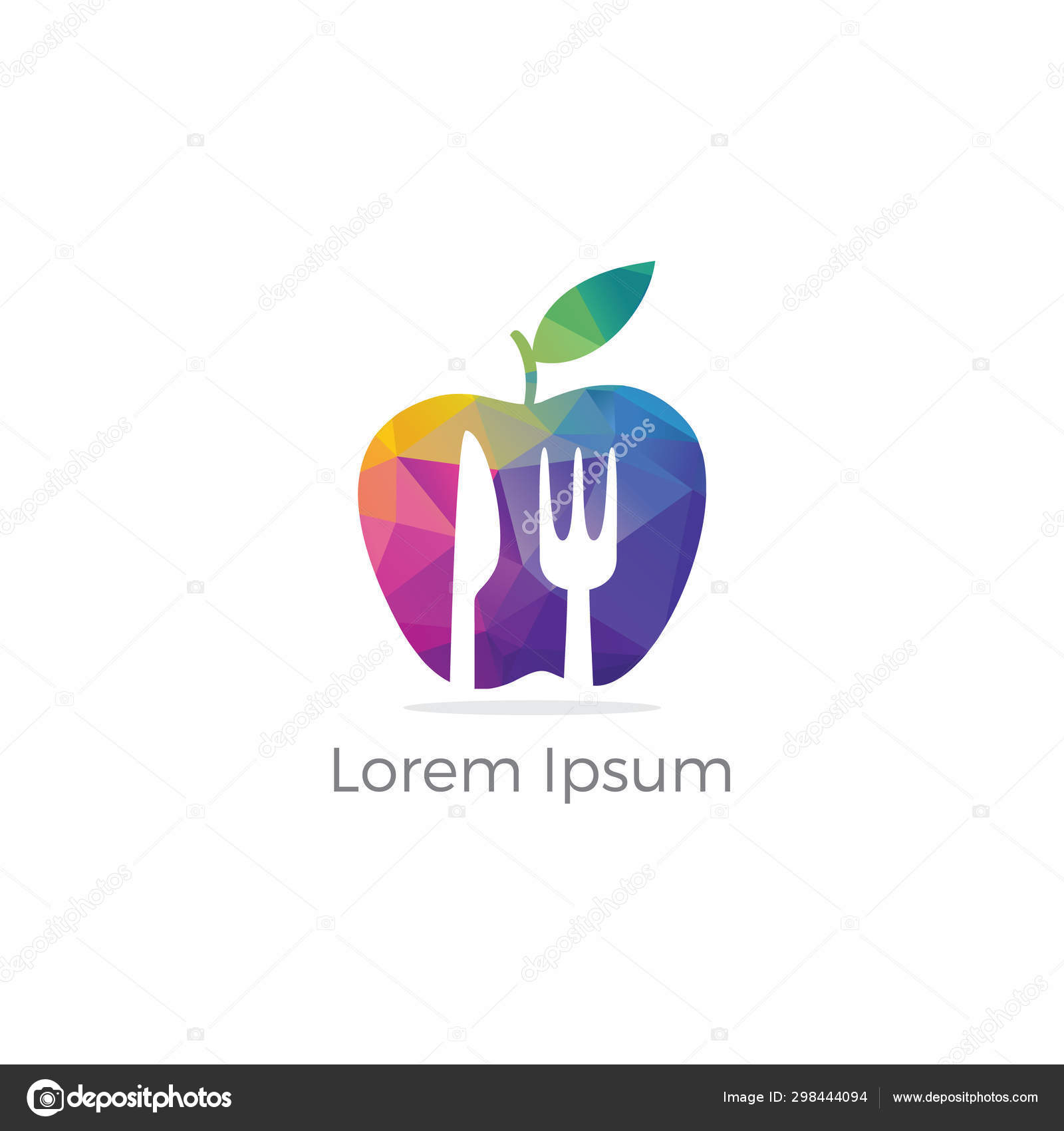 Low Poly Cafe Restaurant Logo Food Lover Healthy Organic Food