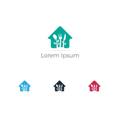 Düşük poli Restoran Logosu, sağlıklı ve organik Gıda Sanayi, paket vektör simgesi, Ev pişirme kaşık. bitkisel gıda illüstrasyon.