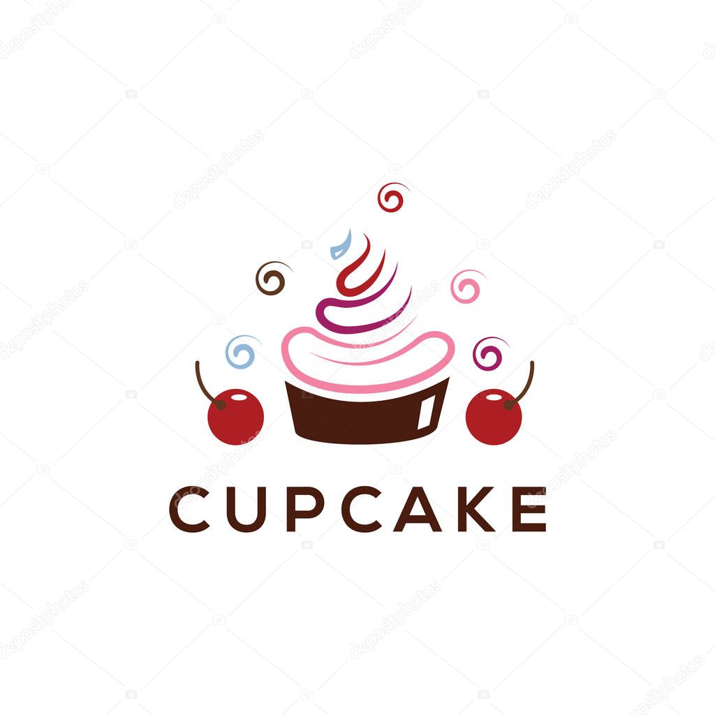 Ice Cream logo, frozen yogurt vector illustration, cupcake icon design.