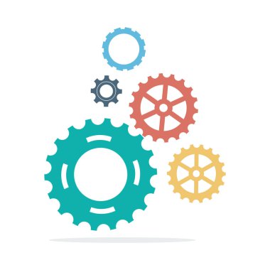 dişli zinciri ile vektör şablonu Infographic. Kalp infografik, Dişli infografik