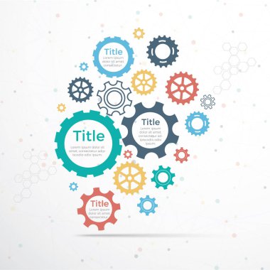 dişli zinciri ile vektör şablonu Infographic. Kalp infografik, Dişli infografik