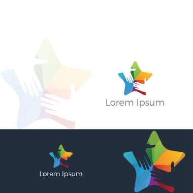 Yıldız vektöründe düşük poli eller, çokgen el sıkışma yıldız vektörü