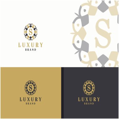 Lüks mektup S monogram vektör logo tasarımı. mandala ve süs illüstrasyon. Kozmetik ve güzellik ürünleri simgesi.