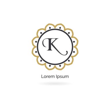K logosu. Lüks harf k vektör monogramı. K harfi zarif ve dekoratif logo tasarımı.