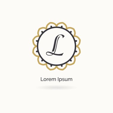Lüks harf L monogram vektör logo tasarımı. L harfi mandala ve süs logosu. Kozmetik ve güzellik ürünleri simgesi.