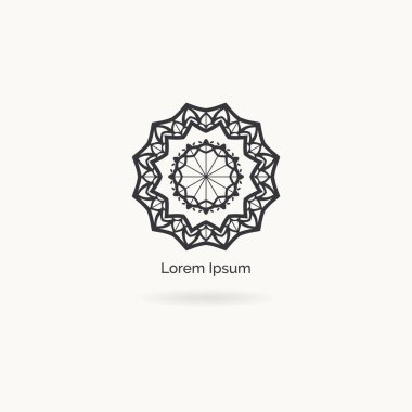 Mandala vektör logo tasarımı. Yuvarlak dekoratif ve geometrik amblem. dekoratif dantel çiçek illüstrasyon. Yuvarlak lüks çerçeve.