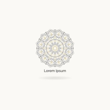 Mandala vektör logo tasarımı. Yuvarlak dekoratif ve geometrik amblem. dekoratif dantel çiçek illüstrasyon. Yuvarlak lüks çerçeve.