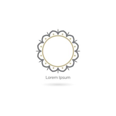 Mandala vektör logo tasarımı. Yuvarlak dekoratif ve geometrik amblem. dekoratif dantel çiçek illüstrasyon. Yuvarlak lüks çerçeve.