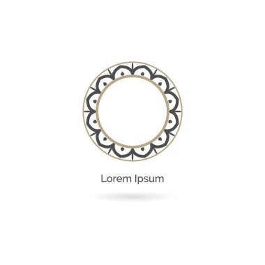 Mandala vektör logo tasarımı. Yuvarlak dekoratif ve geometrik amblem. dekoratif dantel çiçek illüstrasyon. Yuvarlak lüks çerçeve.