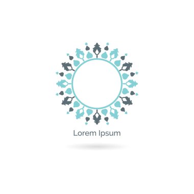 Mandala vektör logo tasarımı. Yuvarlak dekoratif ve geometrik amblem. dekoratif dantel çiçek illüstrasyon. Yuvarlak lüks çerçeve.