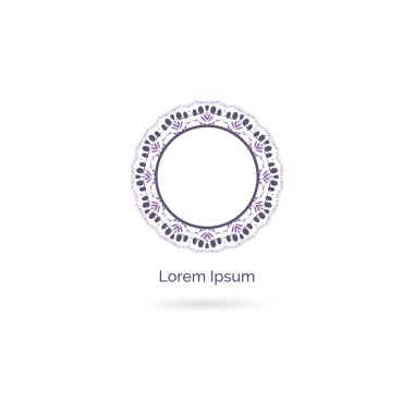 Mandala vektör logo tasarımı. Yuvarlak dekoratif ve geometrik amblem. dekoratif dantel çiçek illüstrasyon. Yuvarlak lüks çerçeve.