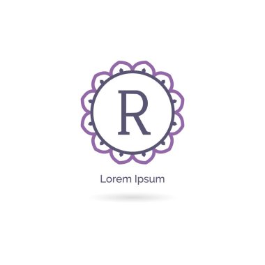 Güzellik marka mektup R vektör simgesi. Lüks R harf logosu. Vektör illüstrasyon dekoratif ve süs monogramı.
