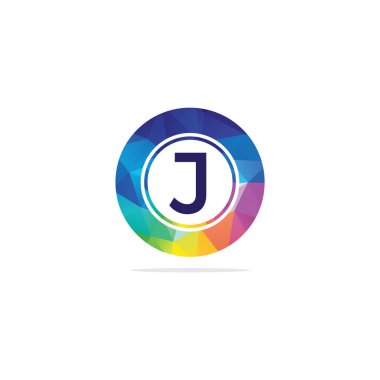 Altıgen j harfi renkli logosu. Çokgen harf J