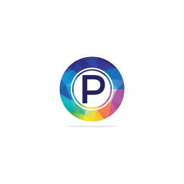 P Harfi altıgen renkli logosu. Çokgen harf P