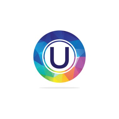 U Harfi altıgen renkli logosu. Çokgen harf U