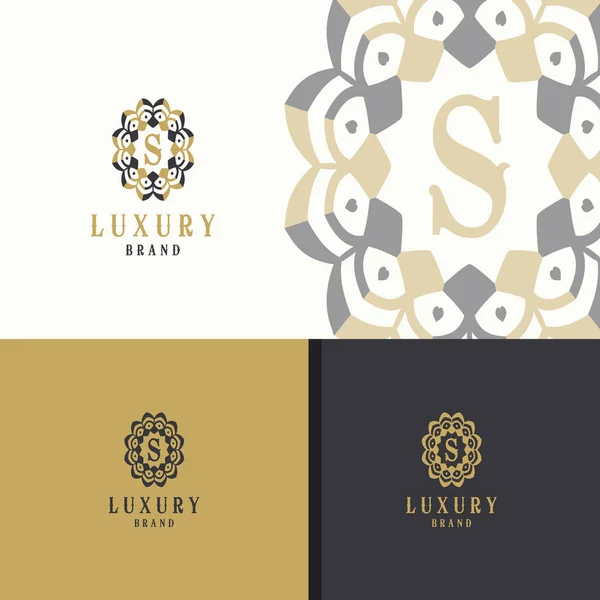 Luxo Letra Monograma Vetor Logotipo Design Mandala Ilustração Ornamental Ícone — Vetor de Stock