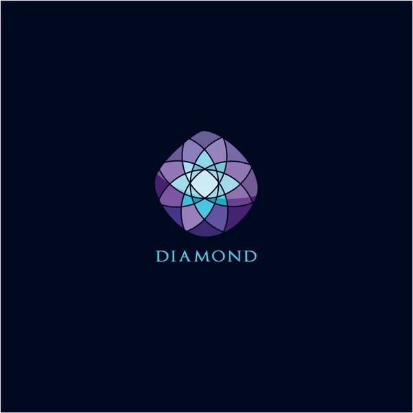 ダイヤモンドのロゴデザイン 破砕抽象パターン カラフルな貴石のロゴタイプ ジュエリーショップロゴ — ストックベクタ