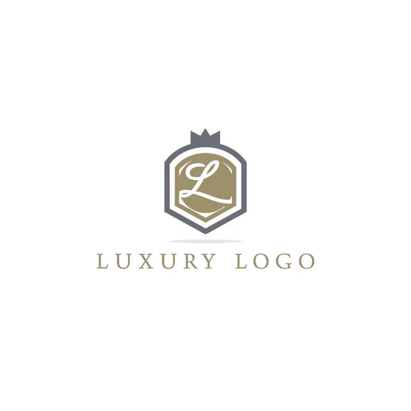 シールドロゴデザインの文字 豪華な文字Lベクトルアイコン ホテルとブティックのロゴイラスト — ストックベクタ