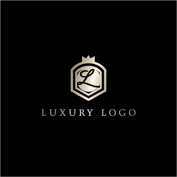 Letter in shield logo design. luxury letter L vector icon. Hotel and boutique logo illustration.