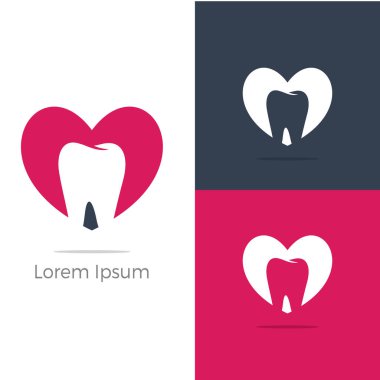 Diş bakımı logo simgeleri seti, kalkan ve çiçek illüstrasyon diş. Diş hekimi bakım kliniği.