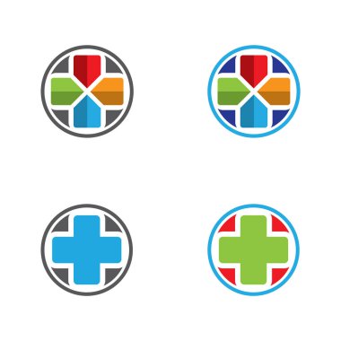 Tıbbi çapraz vektör logo tasarımı. Hastane ve klinik vektör illüstrasyon.