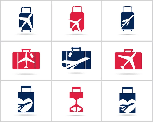 Набір Туристичних Логотипів Holiday Airplane Мішком Дизайн Ілюстрація Тур Логотип — стоковий вектор