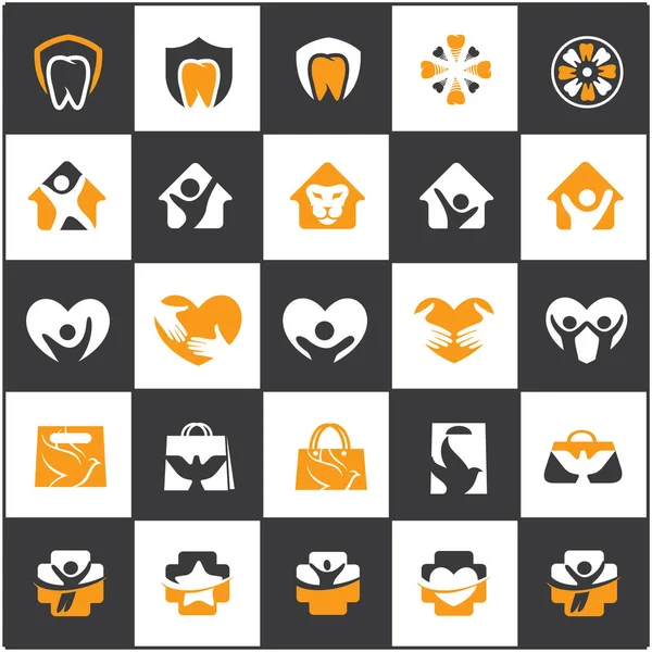 People Kids Care Logo Designs Hospital Dental Symbols Handbag Bird Stock Vector