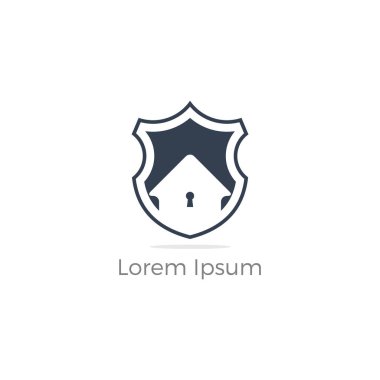 Güvenlik kilidi logo tasarımı. Dijital kilit simgesi. Sigorta şirketi güvenlik illüstrasyon.