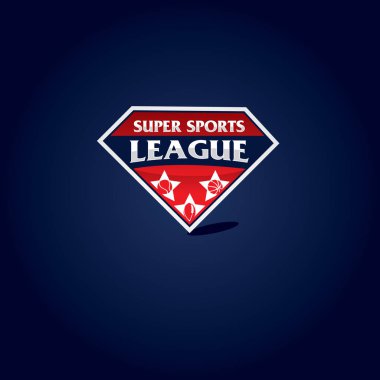 Spor logosu, spor ligi şampiyonluk elmas şekil vektör. Tenis ve beyzbol amblemi.