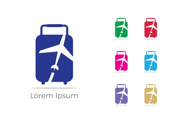 Travel Logo Tervezés Repülőgép Táska Szívvektor Illusztráció Ünnepek Idegenforgalmi Szimbólum — Stock Vector