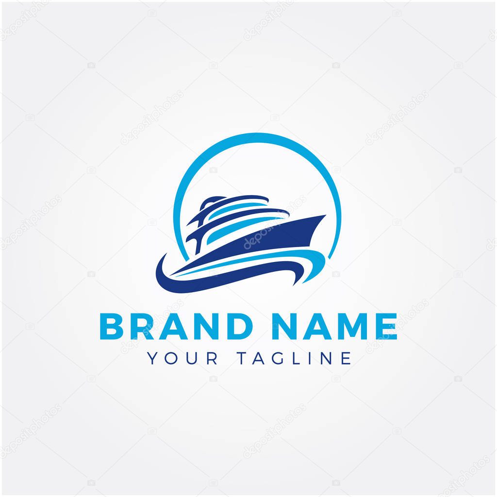 Speed Boat, Yacht vector logo design. Sailboat and ship vector illustration.