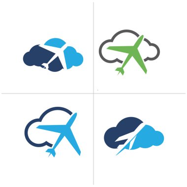 Seyahat logo tasarımı. Dünya vektör illüstrasyon uçak. Bir dünya turu ve turizm sembolü.