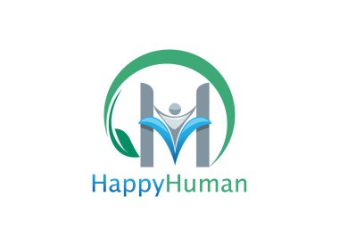 Sağlıklı yaşam logosu bir sağlıklı yaşam merkezi, spa salonu veya yoga stüdyosu için şablonlar. Doğayla uyum. Soyut insan siluetleri ve yaprakları ile Yaratıcı yeşil amblemler.