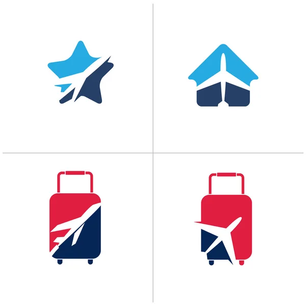 Design Logotipo Viagem Avião Ilustração Vetorial Globo Símbolo Turismo Tour — Vetor de Stock