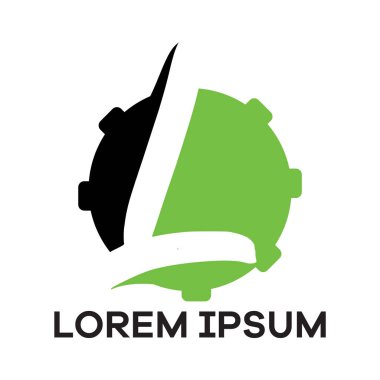 L harfi logo tasarımı, Vites vektör illüstrasyon, mekanik ve otomobil logo simgesi L harfi.