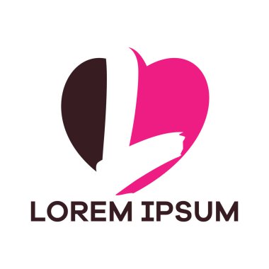 K harfi logo tasarımı. Kalp şeklinde vektör çiziminde k harfi.