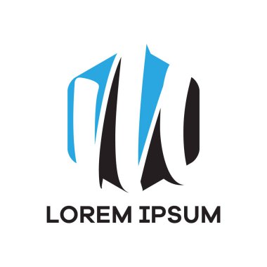 M harfi logo tasarımı. Altıgen şekil vektör çiziminde m harfi