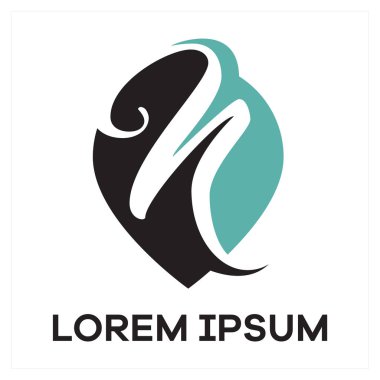 N harfi logo tasarımı. Pin şeklinden n harfi vektör çizimi.