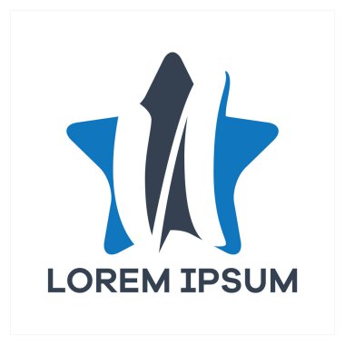 N harfi logo tasarımı. Yıldız şekli vektör çiziminde n harfi.