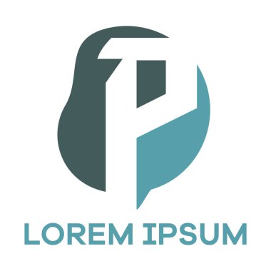 P harfi logo tasarımı. Daire şeklinde P harfi vektör çizimi.